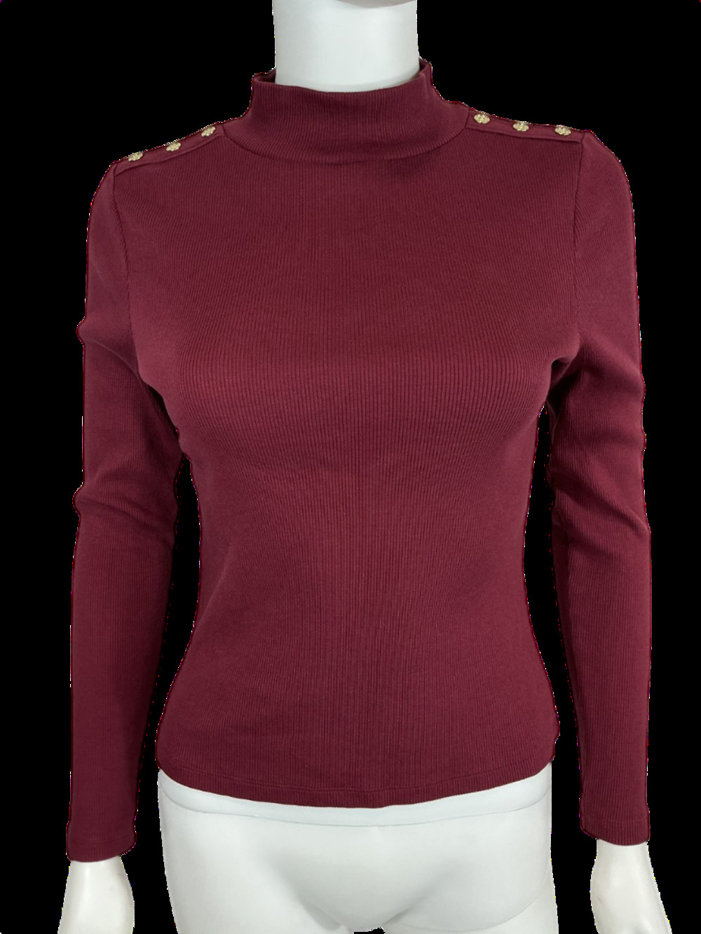 Veronica Beard Ribbed Burgundy Mock Neck Sweater Size S